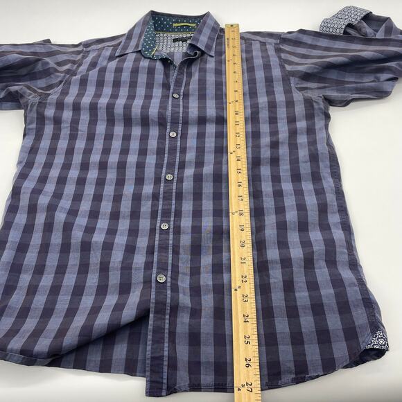 TED BAKER London Shirt Mens Size M Neck 16 Button Up Plaid Flip Cuff Long Sleeve - Picture 7 of 8